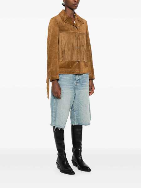 Geci Golden Goose Journey Brown Jacket With Notched Collar And Fringed Details In Suede Woman BROWN Femei (BM 19275567) 3