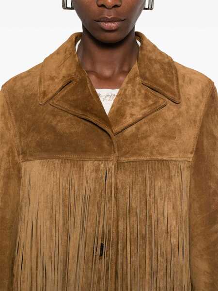 Geci Golden Goose Journey Brown Jacket With Notched Collar And Fringed Details In Suede Woman BROWN Femei (BM 19275567) 5