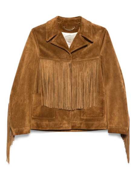 Geci Golden Goose Journey Brown Jacket With Notched Collar And Fringed Details In Suede Woman BROWN Femei (BM 19275567) 1