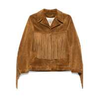 Geci 'Journey' Brown Jacket With Notched Collar And Fringed Details In Suede Woman Femei