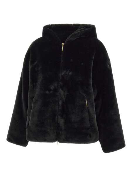 Geci TATRAS Yumola Black Jacket With Drawstring Hood And Logo Patch On The Sleeve In Ecofur Woman Black Femei (BM 19275831) 1