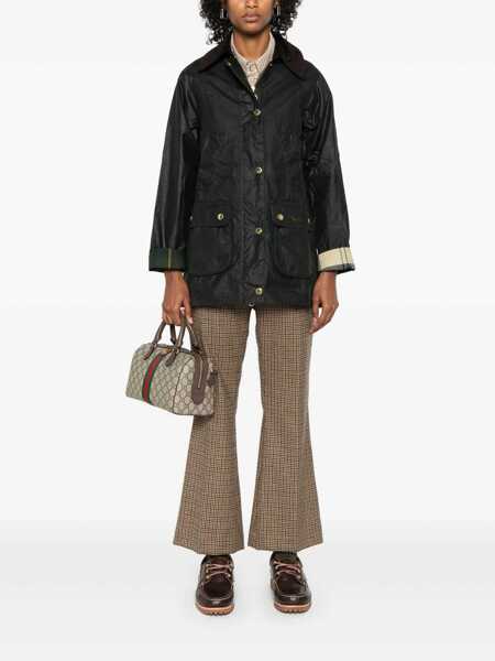 Geci Barbour Barbour Barbour Black Waxed Jacket With Brown Velvet Collar GREEN Femei (BM 19275849) 2