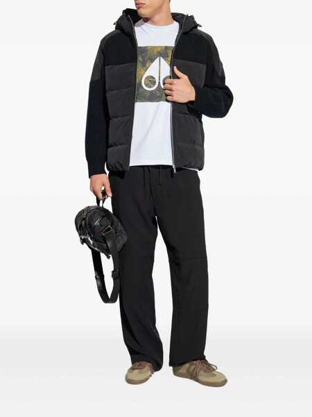 Geci Moose Knuckles Glenvale Black Jacket With Drawstring Hood And Logo Plaque On The Sleeve In Wool Man Black Barbati (BM 19275918) 2