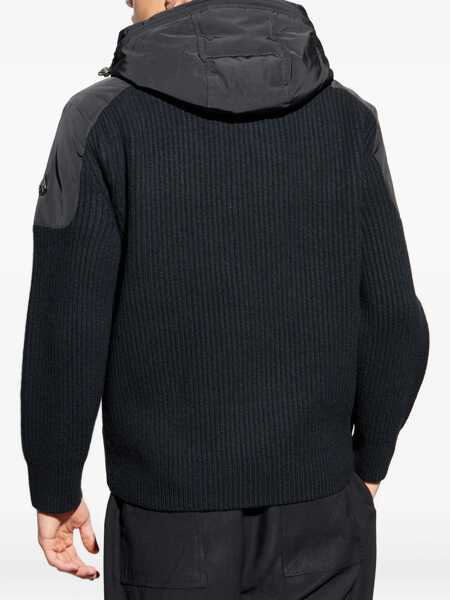 Geci Moose Knuckles Glenvale Black Jacket With Drawstring Hood And Logo Plaque On The Sleeve In Wool Man Black Barbati (BM 19275918) 4