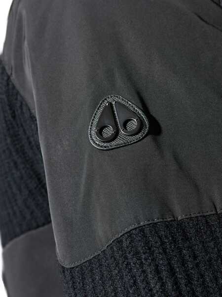 Geci Moose Knuckles Glenvale Black Jacket With Drawstring Hood And Logo Plaque On The Sleeve In Wool Man Black Barbati (BM 19275918) 5