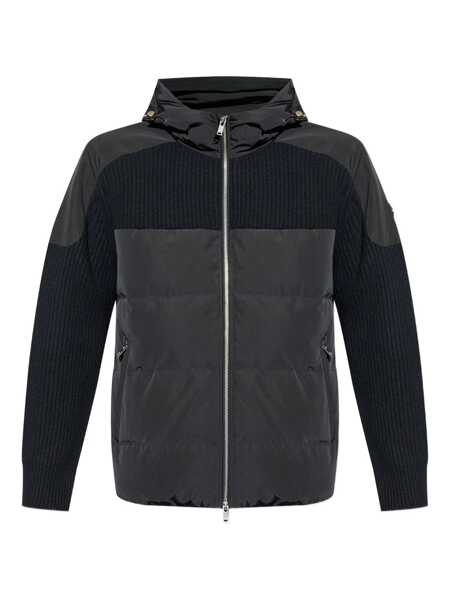 Geci Moose Knuckles Glenvale Black Jacket With Drawstring Hood And Logo Plaque On The Sleeve In Wool Man Black Barbati (BM 19275918) 1