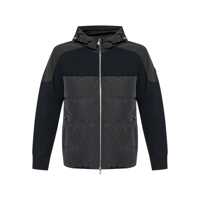 Geci Moose Knuckles 'Glenvale' Black Jacket With Drawstring Hood And Logo Plaque On The Sleeve In Wool Man