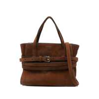 Genti de mana Moschino Moschino Brown Leather Tie Me Top Handle Bag