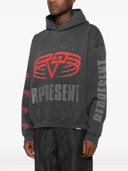 Bluze de trening REPRESENT Grey Hoodie With Maxi Logo Print On Front And Rear And Dropped Shoulders In Cotton Man GREY Barbati (BM 19276065) 2