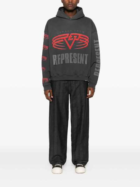 Bluze de trening REPRESENT Grey Hoodie With Maxi Logo Print On Front And Rear And Dropped Shoulders In Cotton Man GREY Barbati (BM 19276065) 1