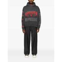 Bluze de trening Grey Hoodie With Maxi Logo Print On Front And Rear And Dropped Shoulders In Cotton Man Barbati