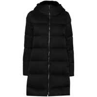 Geci de iarna Black Down Jacket With Fixed Hood And Quilted Design In Tech Fabric Woman Femei