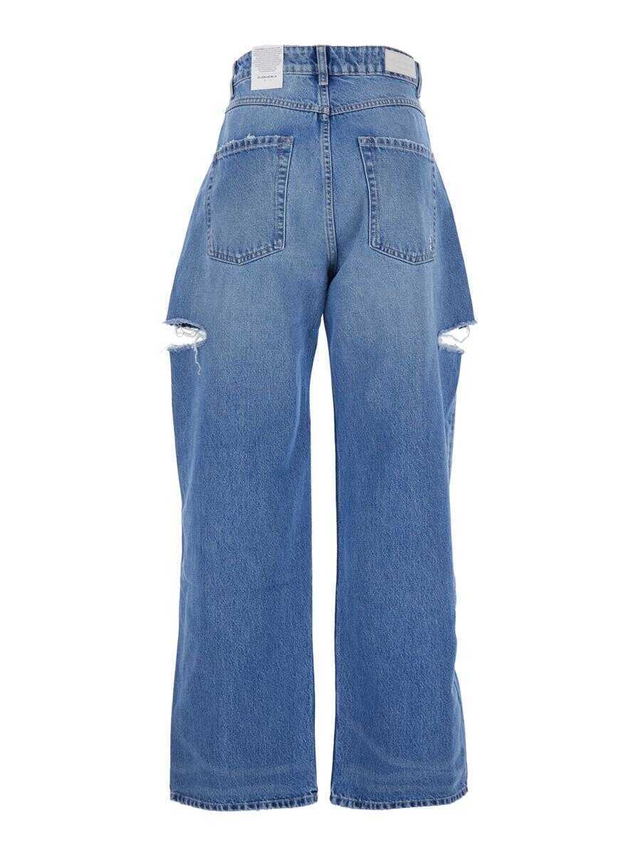 Blugi Icon Denim Poppy Blue Jeans With Logo Patch On The Rear And Ripped Details In Denim Woman BLUE Femei (BM 19276509) 2