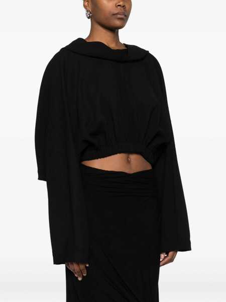 Topuri Rick Owens Rick Owens Concordia Cropped Hooded Tunic Clothing Black Femei (BM 19276539) 3