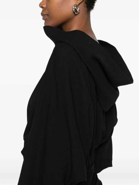 Topuri Rick Owens Rick Owens Concordia Cropped Hooded Tunic Clothing Black Femei (BM 19276539) 5