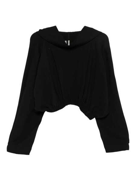 Topuri Rick Owens Rick Owens Concordia Cropped Hooded Tunic Clothing Black Femei (BM 19276539) 1