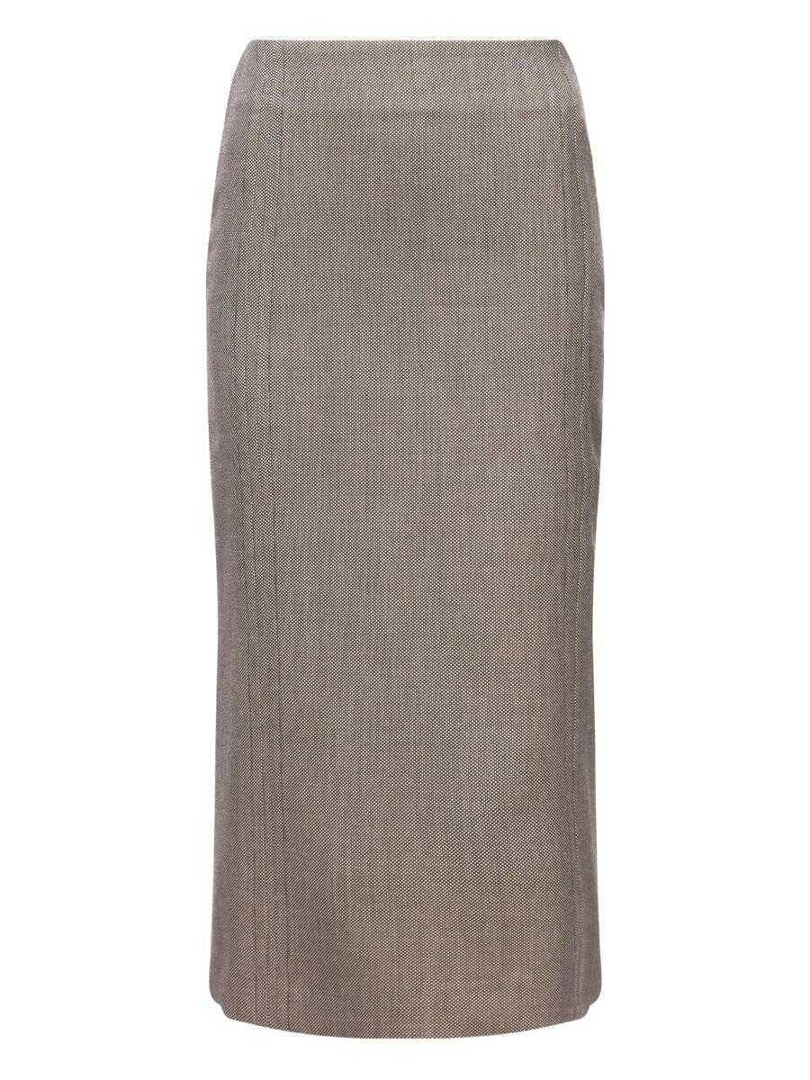 Fuste MM6 Maison Margiela MM6 Maison Margiela Midi Skirt Clothing 001F BROWN/BEIGE Femei (BM 19276635) 1
