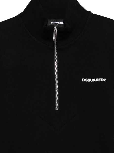 Pulovere DSQUARED2 Black High Neck Sweatshirt With Lettering Logo On The Front In Cotton Man Black Barbati (BM 19276659) 3