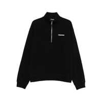 Pulovere Black High Neck Sweatshirt With Lettering Logo On The Front In Cotton Man Barbati
