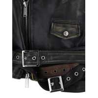 Geci biker pentru Barbati - Geci biker DSQUARED2 D2 X Magliano Black Biker Jacket With Wide Classic Lapels And Logoed Belt At The Waist In Leather Man Black Barbati (BM 19276677) - B-mall.ro