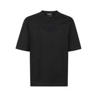 Tricouri Black Crewneck T-Shirt With Logo Lettering On The Front In Cotton Man Barbati