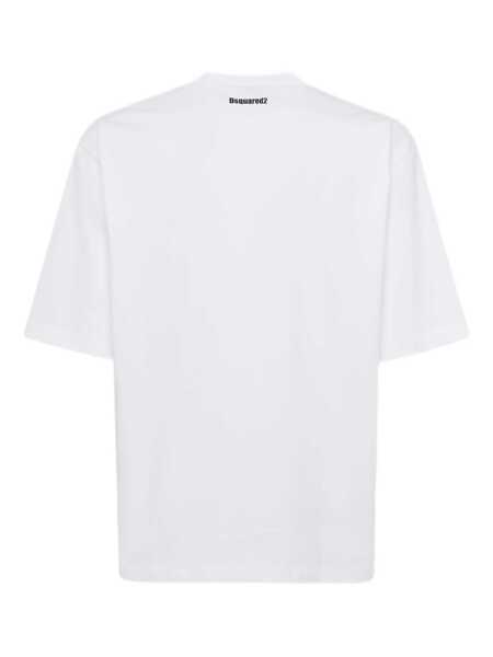 Tricouri DSQUARED2 White Crewneck T-Shirt With Maxi Logo Lettering On The Front In Cotton Man WHITE Barbati (BM 19276734) 2