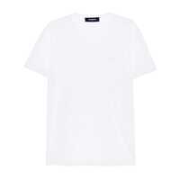 Tricouri White Crewneck T-Shirt With Patch Logo On The Front In Cotton Man Barbati