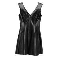 Rochii 'Grace' Black Short Dress With V-Neck In Faux Leather Woman Femei