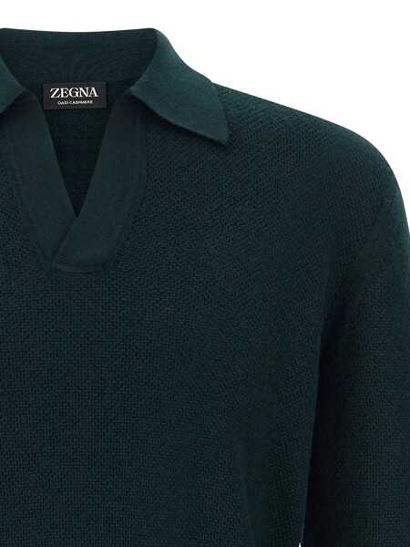 Tricouri Polo ZEGNA Zegna Polo Oasi Cashmere GREEN Barbati (BM 19276989) 4
