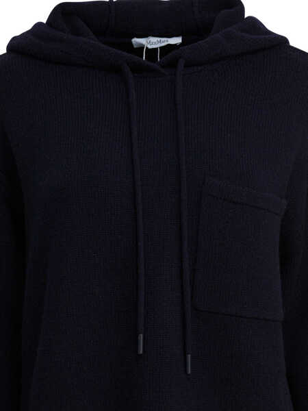 Pulovere Max Mara Wool and cashmere hooded sweater Blue Femei (BM 19277292) 3
