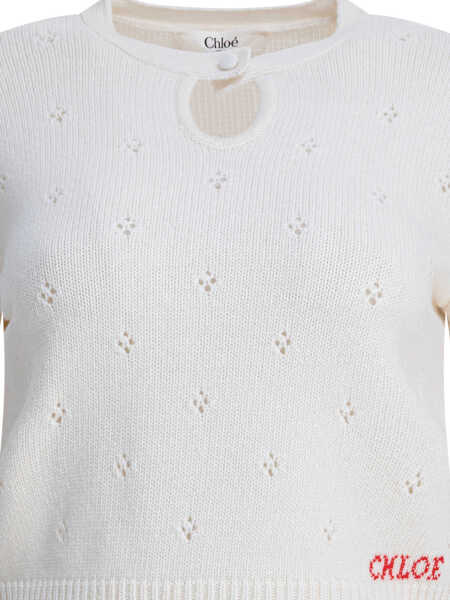 Pulovere Chloe Perforated wool and cashmere sweater White Femei (BM 19277385) 3
