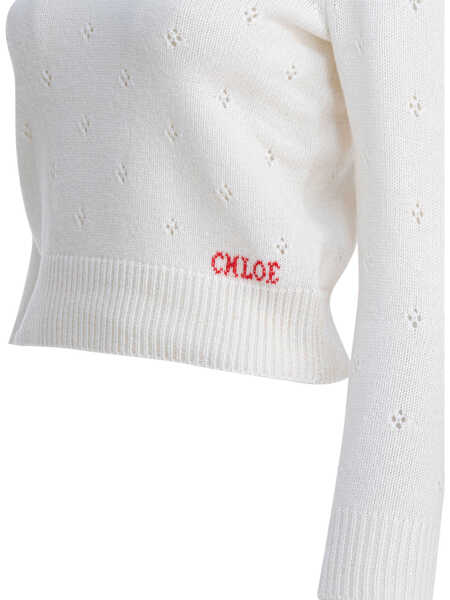 Pulovere Chloe Perforated wool and cashmere sweater White Femei (BM 19277385) 4