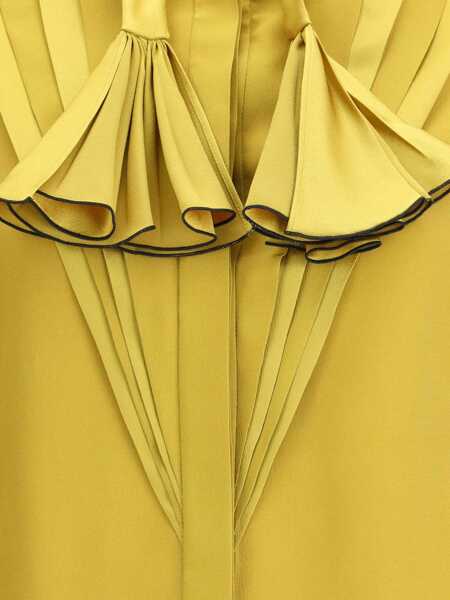 Bluze Valentino Garavani Silk Ruffle Pleated Blouse ACID GREEN Femei (BM 19277531) 3