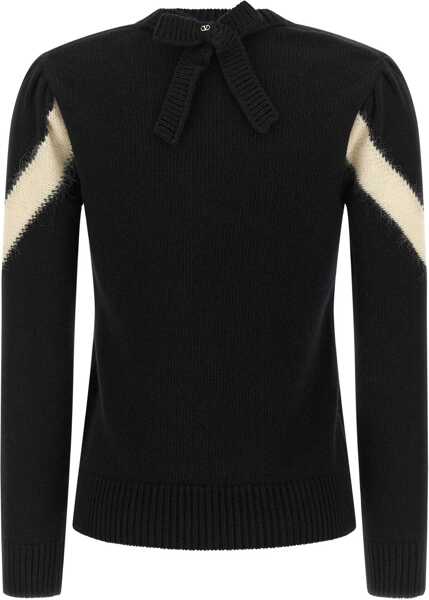 Pulovere Valentino Garavani Wool Sweater with a bow at the back NERO/AVORIO Femei (BM 19277540) 2