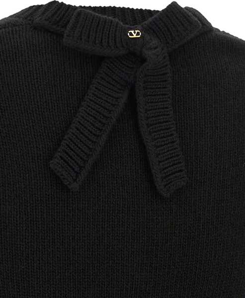 Pulovere Valentino Garavani Wool Sweater with a bow at the back NERO/AVORIO Femei (BM 19277540) 3