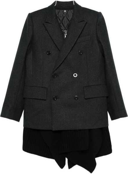 Jachete Sacai Wool Melton and Wool Knit Jacket C/GRAY/BLACK Femei (BM 19277579) 1