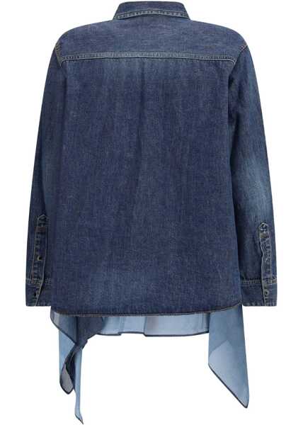 Camasi casual Sacai Denim and satin Shirt BLUE Femei (BM 19277594) 2