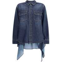 Camasi casual Denim and satin Shirt Femei