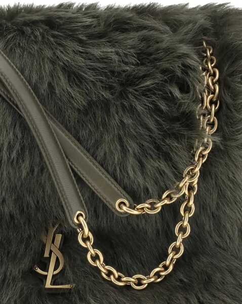 Genti de umar Saint Laurent Jamie medium Shearling Shoulder Bag OLIVE Femei (BM 19277603) 4