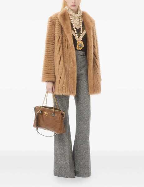 Pantaloni casual Valentino Garavani Bottonato Natt Wool Trousers AVORIO/NERO Femei (BM 19277612) 2