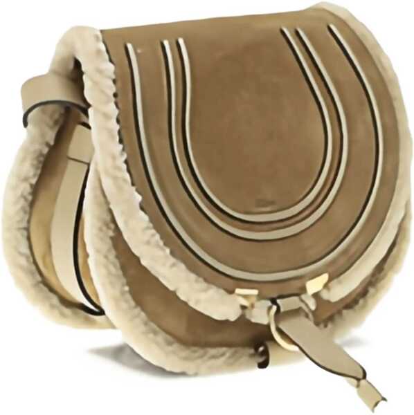 Genti de umar Chloe Small Saddle Marcie Shoulder Bag in suede and shearling SUMMERY BEIGE Femei (BM 19277660) 2