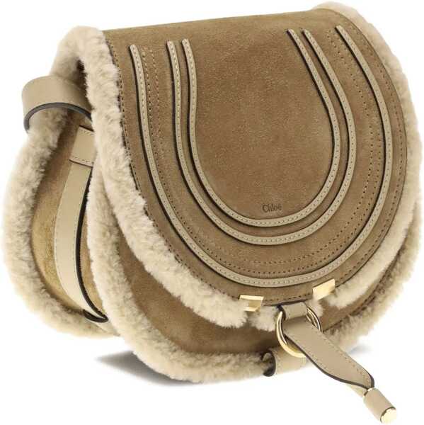 Genti de umar Chloe Small Saddle Marcie Shoulder Bag in suede and shearling SUMMERY BEIGE Femei (BM 19277660) 3