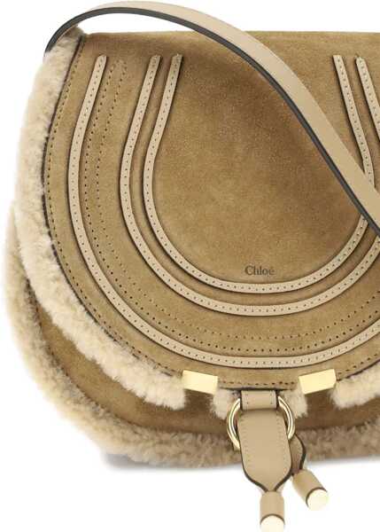 Genti de umar Chloe Small Saddle Marcie Shoulder Bag in suede and shearling SUMMERY BEIGE Femei (BM 19277660) 5