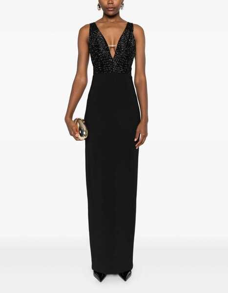 Rochii lungi Elisabetta Franchi Maxi dress with sequins Black Femei (BM 19277762) 2