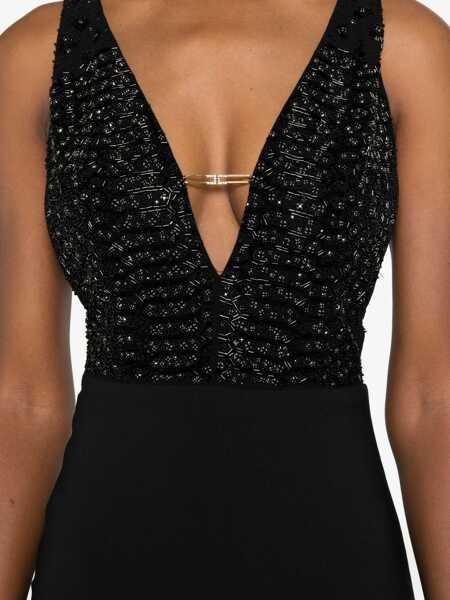 Rochii lungi Elisabetta Franchi Maxi dress with sequins Black Femei (BM 19277762) 5