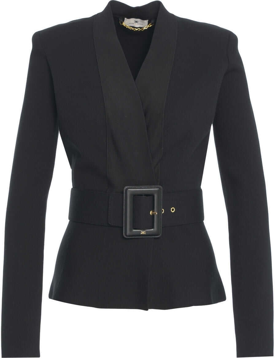 Sacouri Elisabetta Franchi Blazer with waist belt Black Femei (BM 19277780) 2
