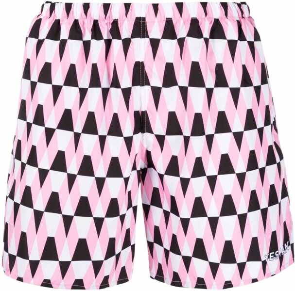 Sorturi de baie YES I AM Argyle Motif Swim Shorts Pink Barbati (BM 19277870) 1