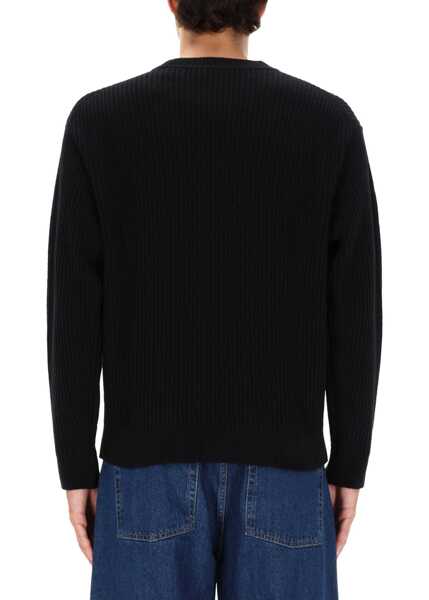 Pulovere casual MAISON KITSUN Ribbed Knit With Fox Patch BLACK Barbati (BM 19277954) 3