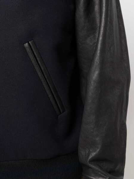 Bomber jacket Golden Goose Wool Bomber Jacket And Leather Sleeves BLUE Barbati (BM 19277996) 5