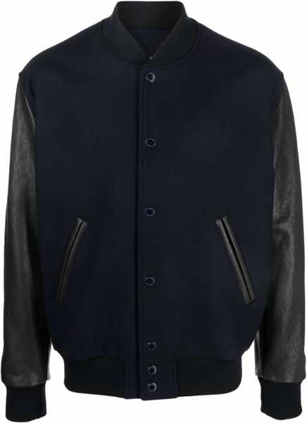 Bomber jacket Golden Goose Wool Bomber Jacket And Leather Sleeves BLUE Barbati (BM 19277996) 1